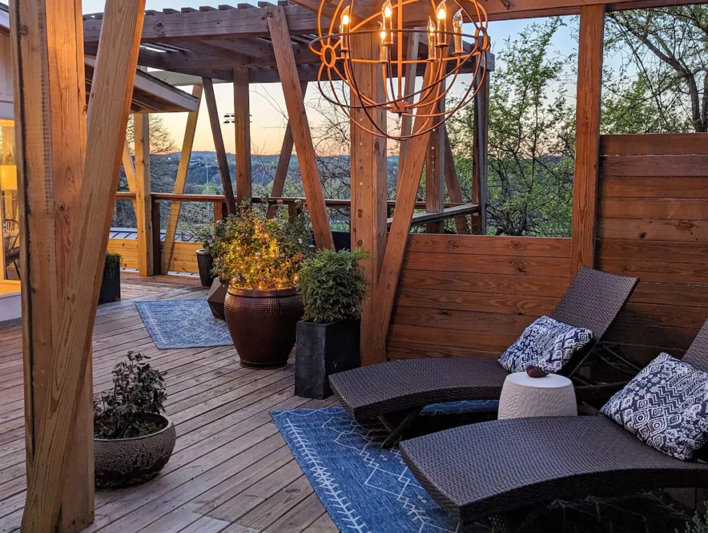 tree house at sunset